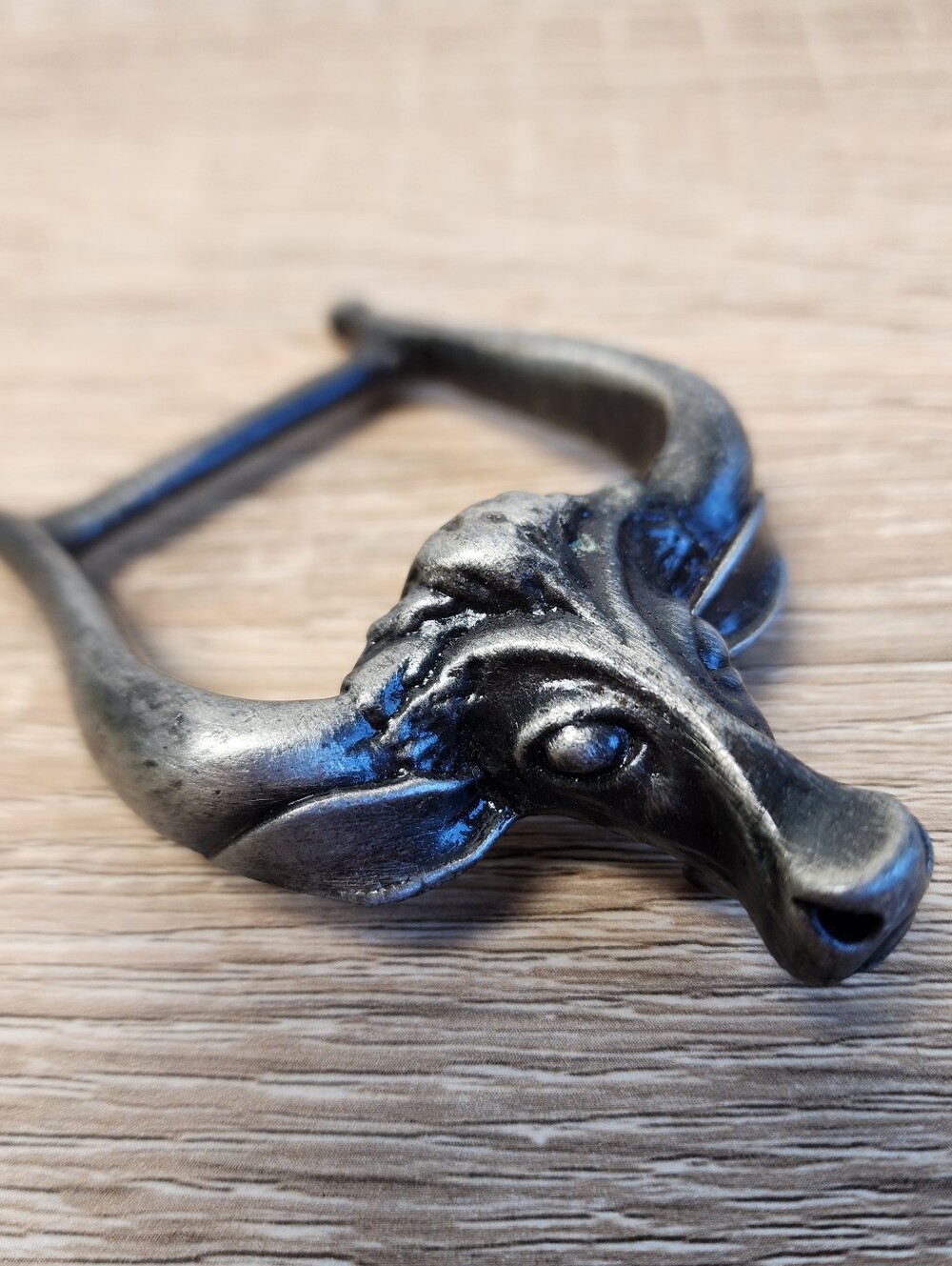 VINTAGE Silver Color Metal Longhorn Bull Animal Belt Buckle
